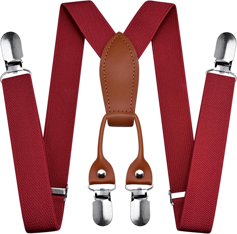 Branduce Solid Color Baby Boy Suspender with 4 Strong Clips Adjustable Kids Y Back Suspenders - Image 1